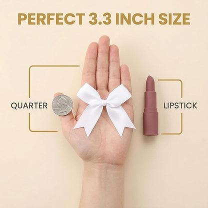 White Gift Wrap Bows – 50pcs 3.3 Inch Elegant Satin Bows for Gift Wrapping, Wedding Decor, Baby Shower, Party Decorations, Birthday, Easter, Christmas, Anniversary, DIY Crafts, Gift Bags