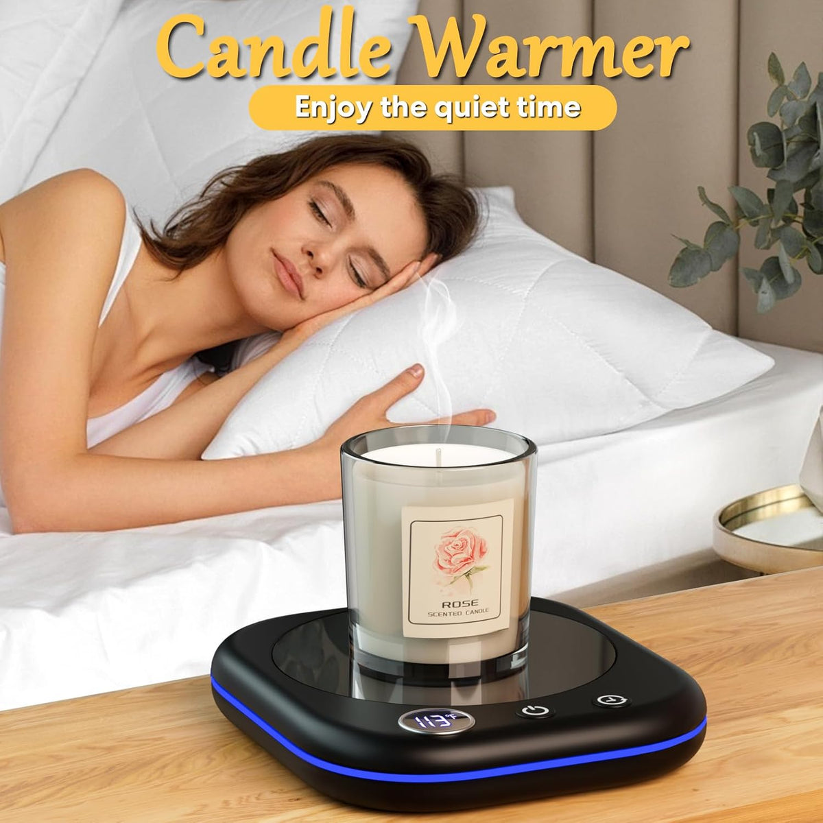 Mug Warmer Upgraded,Coffee Mug Warmer for Desk LEDs Light 3 Temp Settings (113-167°F) 1-12H Timer 4 H Auto Shut Off Beverage Cup Candle Warmer for