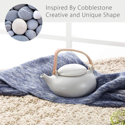 Zens Vintage Japanese Teapot with Strainer, 27oz Matte Ceramic Loose Leaf Teapot with Infuser