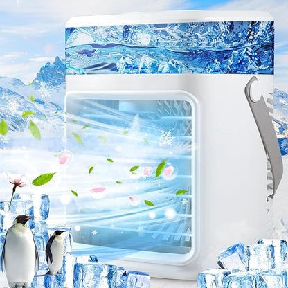 Portable Air Conditioners - Rechargeable Evaporative Air Cooler Humidifier with 3 Speeds, 2/4H Timer & 7 Colors Light Portable AC Unit Personal Mini Air Conditioner Cooling Fan for Bedroom Home Office