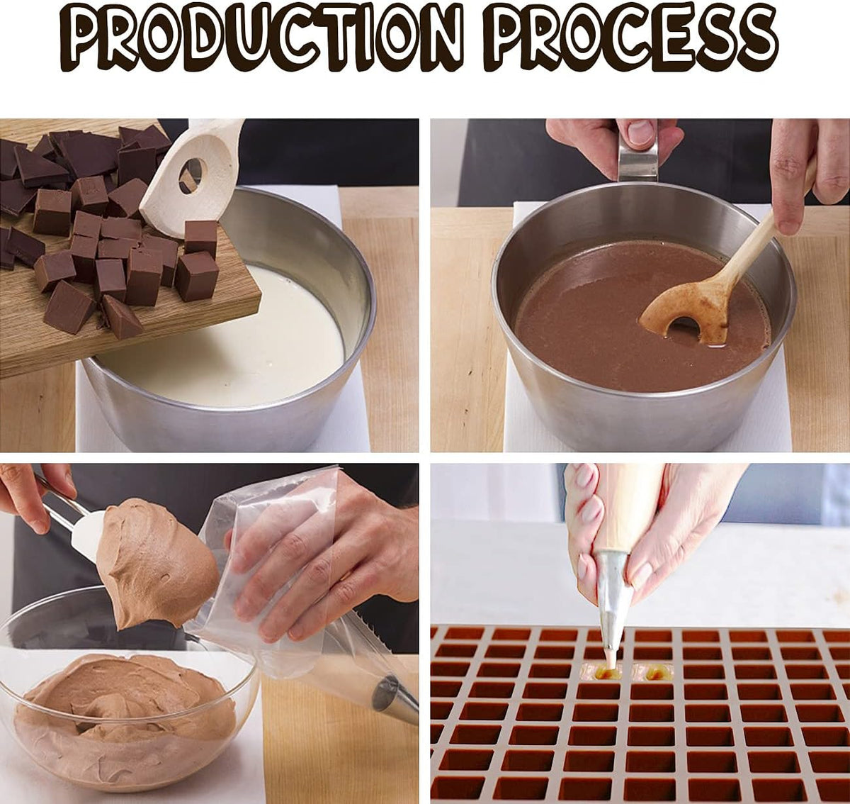 Sakolla Square Chocolate Mold, 80 Cavities Silicone Molds for Chocolate, Caramel, Praline, Ice Cube, Jelly, and Gummy (Coffee）