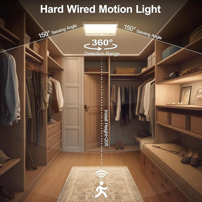 Karjoefar Motion Sensor Ceiling Light, 7000mAh Rechargeable Closet Light with Remote,2800K/4000K/6000K and Dimmable, Magnetic Wireless Shower Lamp for Bathroom|Stairs| Hallway(2PCS)