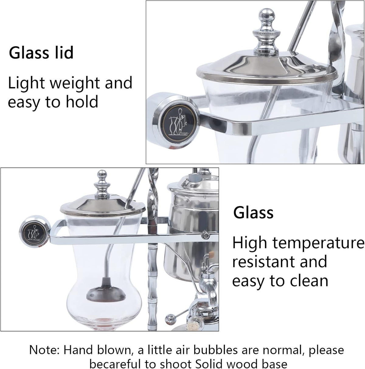 Loyalheartdy Vintage Siphon Coffee Maker, Belgian Luxury Syphon Coffee Machine with Royal Family Temperament