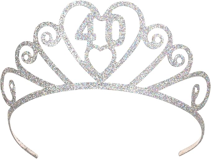 Glittered 40 Tiara Party Accessory (1 count) (1/Pkg)
