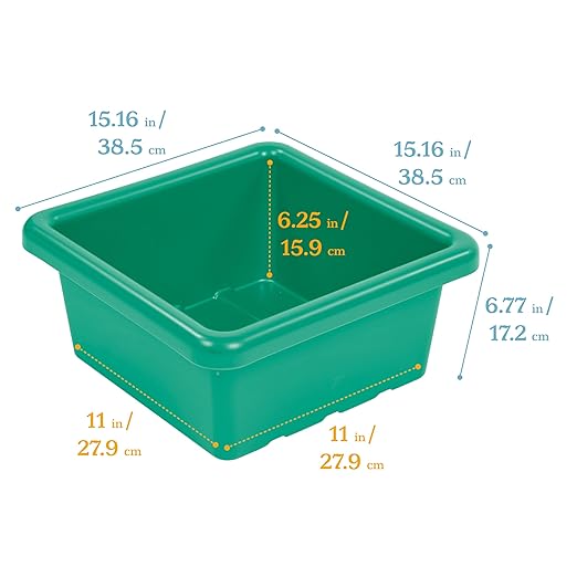 ECR4Kids Stackable Square Bins with Non-Snap Lids, Multipurpose Organization, Emerald, 2-Pack