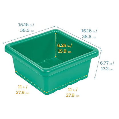 ECR4Kids Stackable Square Bins with Non-Snap Lids, Multipurpose Organization, Emerald, 2-Pack