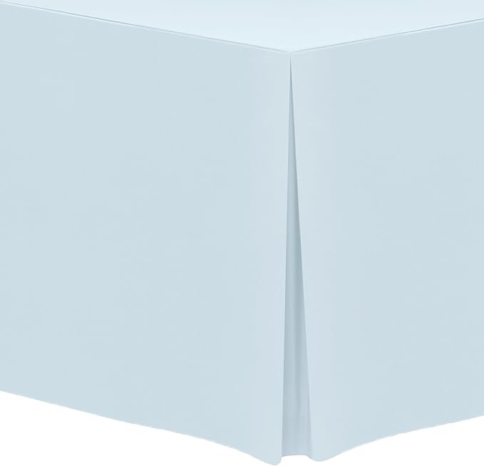 Ultimate Textile -2 Pack- 5 ft. Fitted Polyester Tablecloth - Fits 30 x 60-Inch Banquet and Folding Rectangular Tables - 42" H, Ice Blue