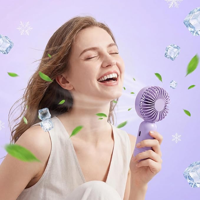 Rossesay 12 Pack Mini Portable Handheld Fan Bulk for Travel 3 Speeds, Rechargeable USB Battery Operated, Small Personal Eyelash Fans for Women Men Indoor Outdoor(Pink Purple)