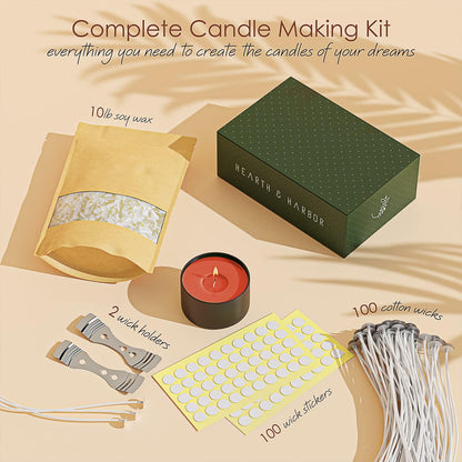 Hearth & Harbor Organic Soy Candle Wax for Candle Making, 10 lbs Natural Candles Making Supplies, Beeswax-Free, Paraffin-Free, Pure Soy Wax Flakes Perfect for Candles, Tealights and Melts