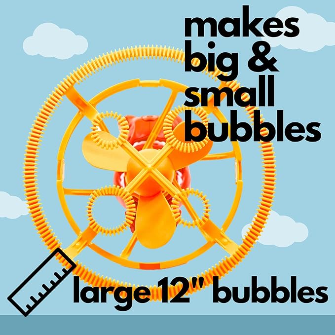 Dinosaur Bubble Blower - Blows Extra Large Bubbles for Kids, Includes Bubble Solution, and Tray - Red