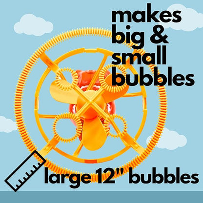 Dinosaur Bubble Blower - Blows Extra Large Bubbles for Kids, Includes Bubble Solution, and Tray - Red