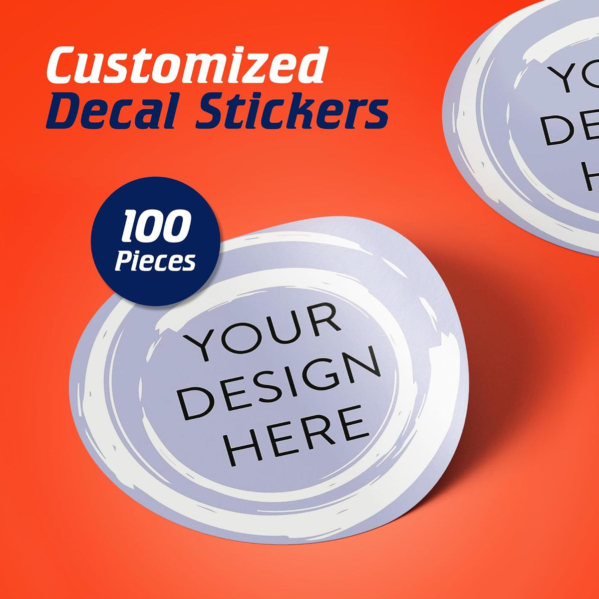 100 Custom Vinyl Stickers - Upload Your own Image, Text, Design, Logo - Personalized Logo Labels for Handmade, Packaging, Bottle, Jars, Candle, Brand Stickers (Lavender Swirls, 6x6)