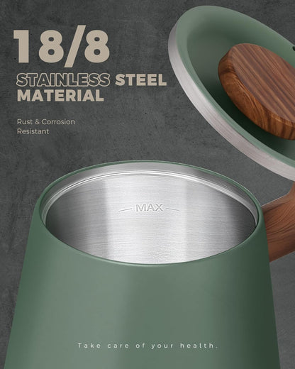 Poliviar Electric Gooseneck Kettle, 1350W Electric Tea Kettle Wood Pattern Handle, 34oz Pour Over Electric Kettle for Coffee & Tea