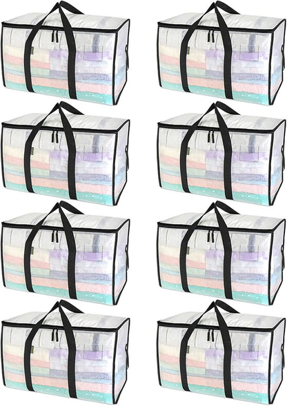 BALEINE 16-Pack Oversized Moving Bags with Reinforced Handles, Heavy-Duty Storage Tote for Clothes, Moving Supplies (Clear, 16-Pack)
