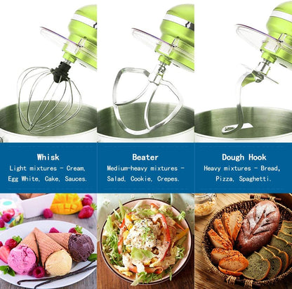 Aucma Stand Mixer,7.4QT Food Mixers, Kitchen Electric Mixer with Dough Hook, Wire Whip & Beater (Green, 7.4QT)