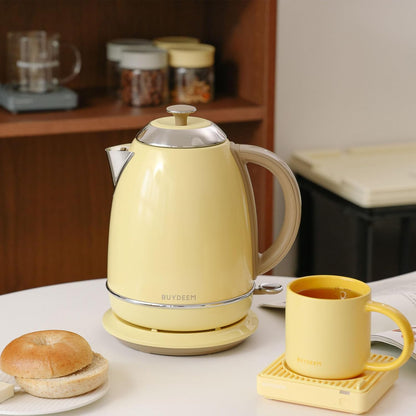 Buydeem K640 Stainless Steel Electric Tea Kettle with Auto Shut-Off and Boil Dry Protection, 1.7 Liter Cordless Hot Water Boiler with Swivel Base