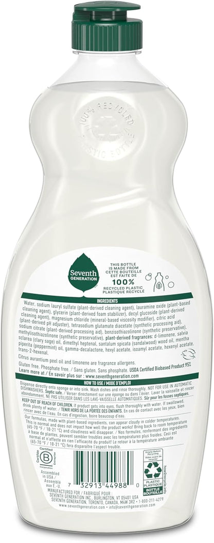 Seventh Generation Dish Soap Liquid Summer Orchard Scent Pack of 6 Dishwashing Soap Dish Detergent Liquid Soap 19 oz