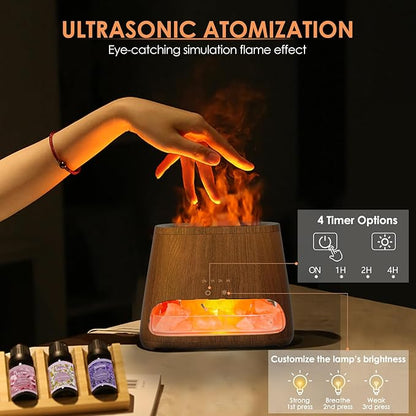 SALKING 2-in-1 Himalayan Salt Lamp Diffuser, Cool Mist Humidifier, Aromatherapy & Himalayan Salt Therapy, 100% Pure Himalayan Salt, Ultrasonic Essential Oil Diffuser with Ambient Glow, 150ml (Dark)