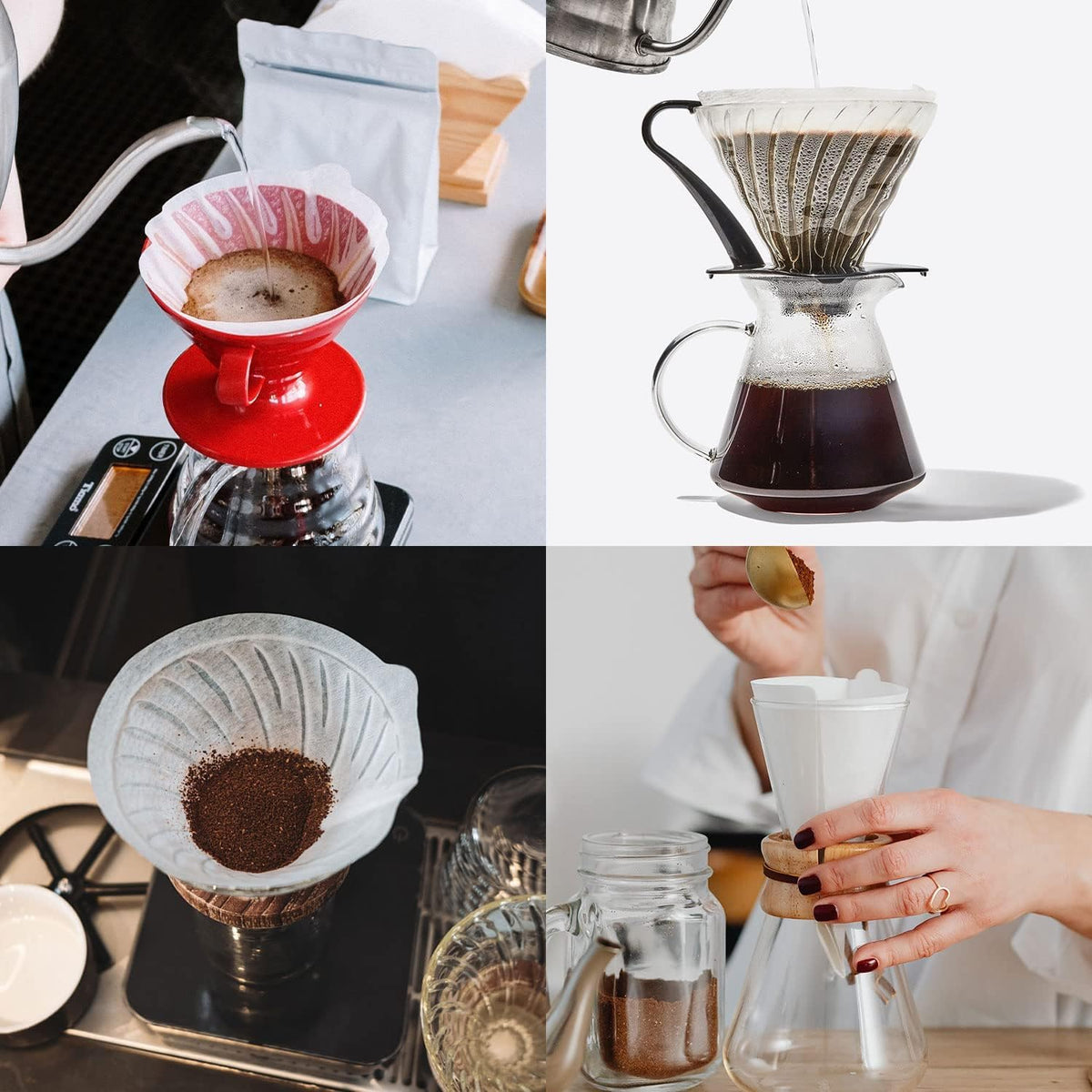 Clinuse 200Pcs Cone Coffee Filters #2, White Size 02 Coffee Filter