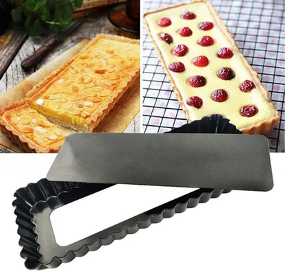 RINCH-PAN Rectangular Tart Pan, 2 PCS 14 Inch Long Pan Non-Stick Tart Pan With Removable Loose Bottom, Suitable For Pies, Biscuits, Cheesecakes