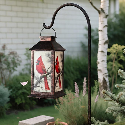 Homemory Hanging Solar Lanterns Outdoor Waterproof, Solar Cardinal Lights with LED Flickering Flameless Candles, Gifts for Women Mom, Outside Lantern Decoration Garden Yard Patio Lawn Porches Park