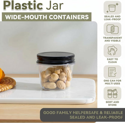 novelinks 4 oz Plastic Small Mason Jars and Small Plastic Jars with Lids