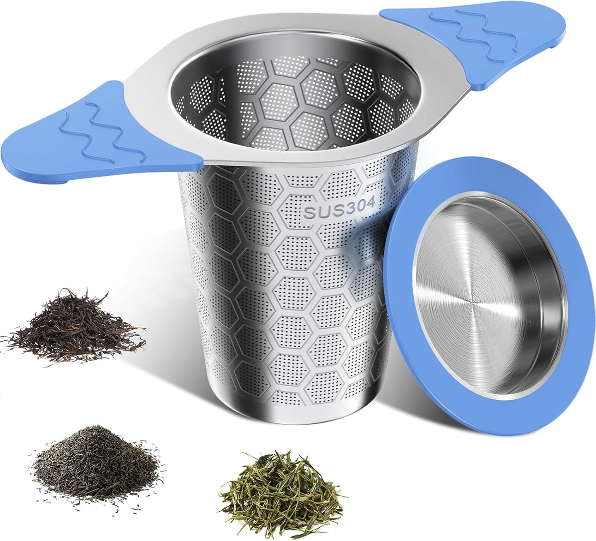 Tea Infuser for Loose Leaf Tea,18/8 Stainless Steel Tea Infuser with Heat Proof Silicone Handles