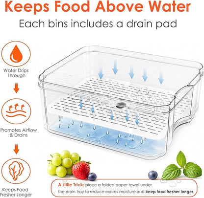 SMRCAD Fridge Organizers and Storage, 10 Pack Clear Organizer Bins with Lids for Kitchen, Pantry, Refrigerator, Food, Fruit, Vegetable Storage