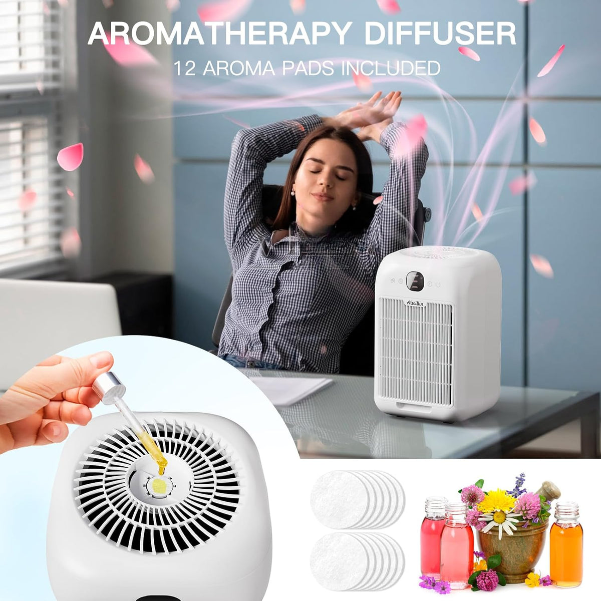 Air Purifiers for Home Bedroom Large Room, Powerful DC Motor Covers Up to 908 ft² Each One, HEPA Filter, Sleep Mode, Aromatherapy, for Smoke, Pet Dander, Allergies Pet Hair, Pollutants Odor, 2 Pack