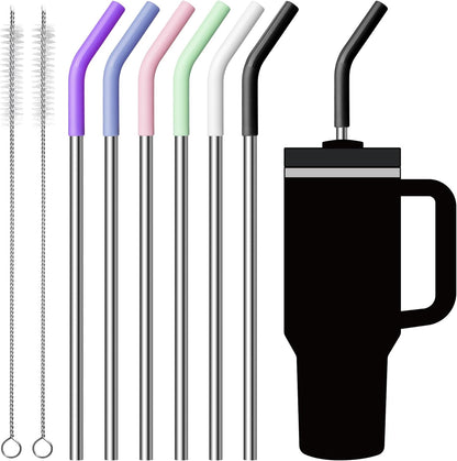 Stainless Steel Straws for 40oz Stanley Cup Tumbler, 40 oz Metal Reusable Replacement Straight Straws for Simple Modern/Meoky/Owala Tumbler