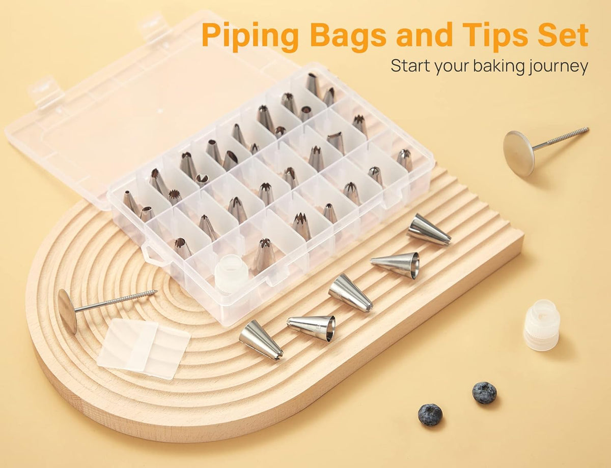 Kootek 42pcs Piping Bags and Tips Set, Cake Decorating Supplies Kits for Baking with 36 Numbered Frosting Icing Tips, 2 Reusable Pastry Bags