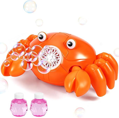 Bubble Machine for Kids, 360° Rotating Crab Bubble Blower with Music & LED Lights, USB-C Rechargeable, Auto Obstacle Avoidance, Portable Bubble Maker Toy for Toddlers Indoor Outdoor Birthday Gift