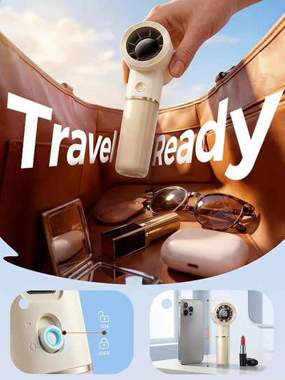 Handheld Portable Fan, 6-Speed Powerful Mini Personal Fan, Rechargeable 5000mAh Battery with Up to 15 Hours Runtime, Pocket Turbo Fan with Smart LED Display, Ideal for Travel, Camping, Makeup