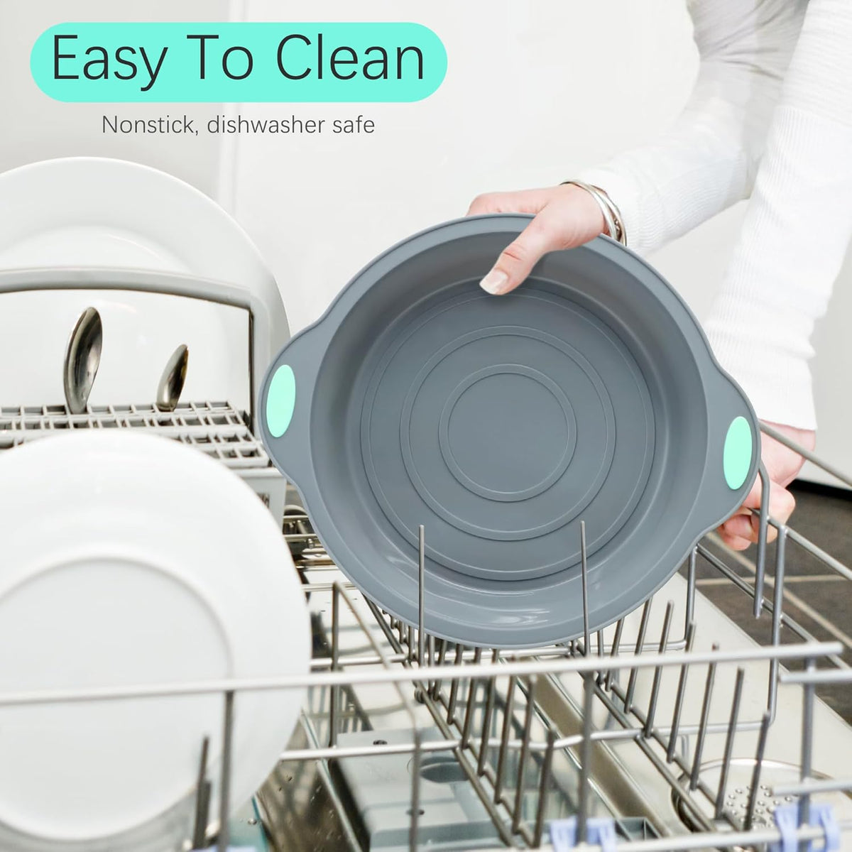 To encounter 9 Inch Silicone Round Cake Pans, 2 Pack Nonstick Silicone Baking Pans Set, Food Grade Cake Molds