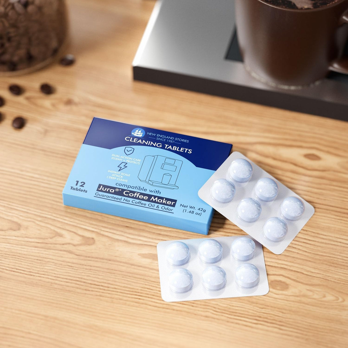 Jura Compatible Cleaning Tablets 12-Pack - Deep Clean Coffee Machine Internal Systems, Portafilter & Brew Group, Remove Oil Residue & Scale