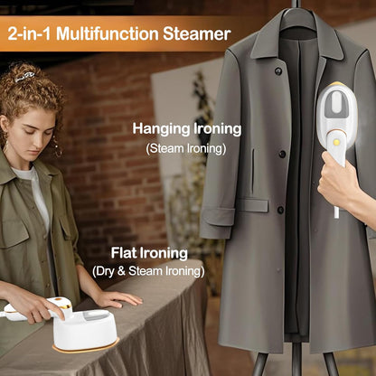 Mini Steam Iron, 2-IN-1 Handheld Size Steamer,1100W & 15s Fast Heat Up, Portable Steamer Iron for Home & Gift, Travel