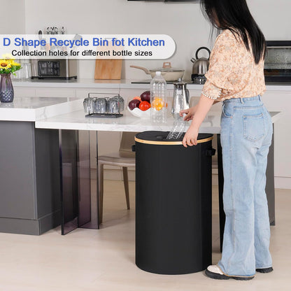 efluky Recycling Bin for Kitchen 100L, 26 Gallon Recycle Bins for Indoor Outdoor Home Use with 2 Removeable and Reusable Inner Bags, Tall Recycle bin for Bottle Can Plastice Stickers (Black)