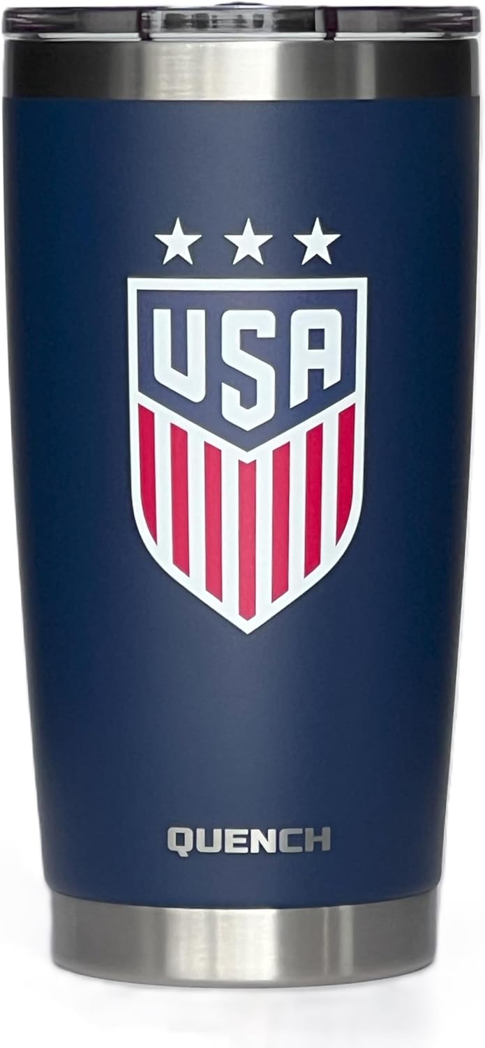 Quench Stainless Steel Tumbler 20oz, Double Wall Vacuum Insulated Powder Coated, USA, Indigo Blue, with MagnaLock Lid