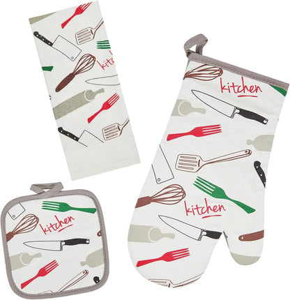 Oven Mitts and Potholders Dish Towles Set 100% Cotton for Perfect for Gifting, Baking