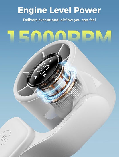Aecooly Ultra-Pocket Portable Handheld Turbo Fan, 5 Gear Jet Force Airflow, Up to 15 Working Hours, USB Rechargeable Personal Battery Operated Mini Fan, for Travel/Outdoor/Vacation/Concerts -White