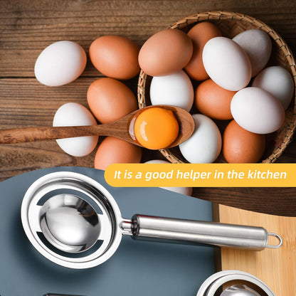 2PCS Egg Separator for Raw Eggs, Stainless Steel Eggs Yolk White Separation Tool Egg Yolk Separator Kitchen Gadget Cooking Baker Tool for Kitchen Baking