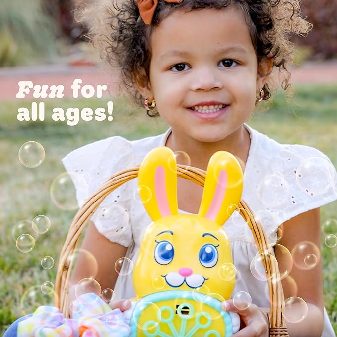 Move2Play, Bunny Bubble Blower | Easter Toy & Gift for Toddlers & Kids | Bubble Machine Toy for Girls & Boys Ages 1-4+ | Indoor/Outdoor Fun | Birthday & Easter Basket Stuffer