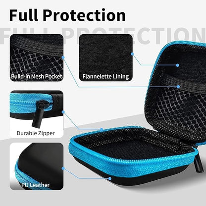 Earbud Case Portable EVA Carrying Case Storage Bag Cell Phone Accessories Organizer with Carabiner for Wired/Wireless Headphones, SD Memory Card, Camera Chips(Square, 5 Pack)