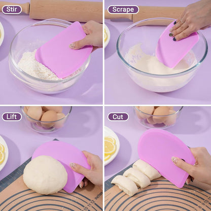 Sapid Silicone Bowl Scraper Flexible Curved Edge (5.98"×4.3"), Food Grade Bench Dough Scraper for Baking Sourdough Bread, Cake, Fondant Icing