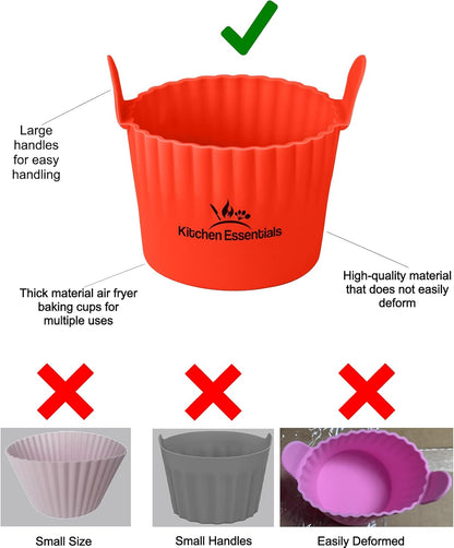Air Fryer Baking Ramekins – Premium Food-Grade Silicone Mold Cups – Easy Release Nonstick Bakeware Set, 4-Pack for Eggs, Muffins, Cupcakes, Puddings, Tarts, Custards, and More!