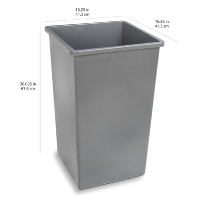 Amazon Basics Square Waste Container Open Top Wastebasket, Plastic Bins, 25 gallons, Grey, (Pack of 2)