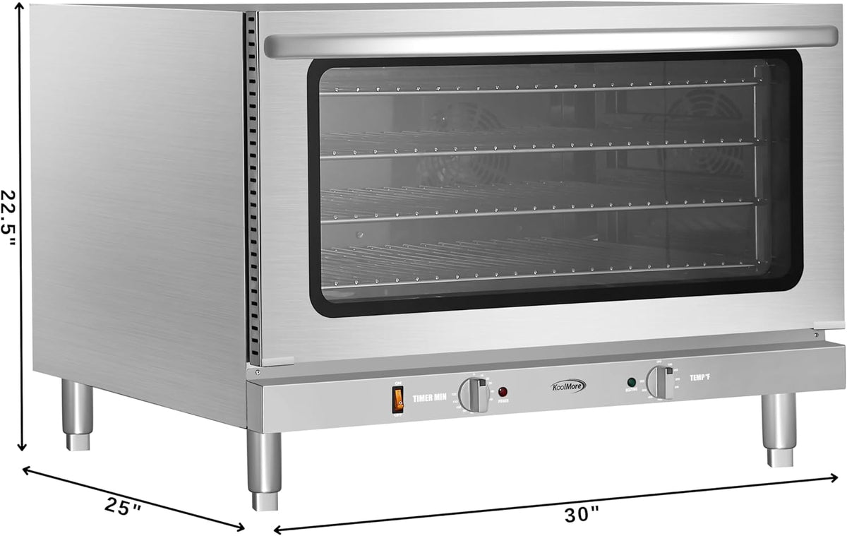 KoolMore 32 in. Commercial Countertop Convection Oven, Holds Full Size Pans, 4 Racks and 3500W of Power, 240V in Stainless-Steel, ETL Listed for Safety and Sanitation (KM-CTCO-44)
