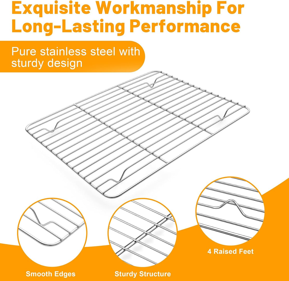 TeamFar Cooling Rack, 11.7” x 9” Stainless Steel Wire Baking Rack, 2PCS | for Cooking Roasting Grilling, Fit for Oven Pan, Oven &amp; Dishwasher Safe, Non-toxic &amp; Heavy-Duty