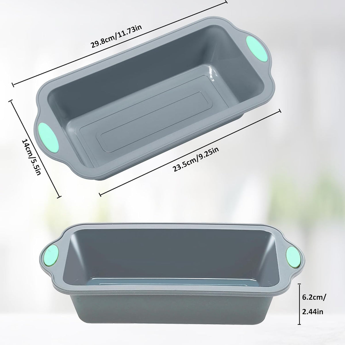 To encounter 9 Inch Silicone Bread and Loaf Pan, 2 Pack Food Grade Nonstick Silicone Molds for Baking Banana Bread, Meat Loaf, Pound Cake
