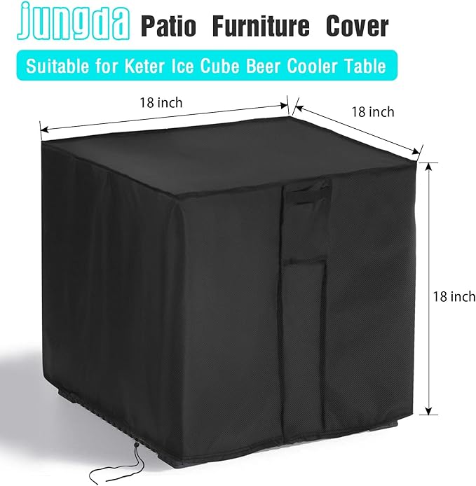 Outdoor Table Cover Square 18 Inch,Patio Table Cover for Keter Ice Cube Beer Cooler Table, Waterproof Outdoor Small Bar Table Furniture Cover - 18 X 18 X 18 Inch